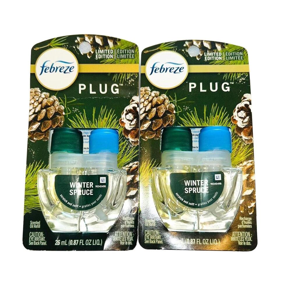 Febreze Limited Edition Winter Spruce Scented Oil Refill (2) New .87 fl oz each‎